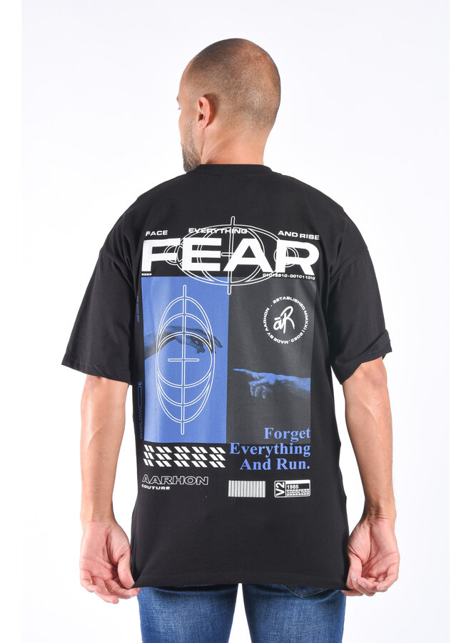 Oversize Loose Fit T-shirt “Fear” Black