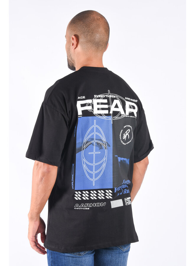 Oversize Loose Fit T-shirt “Fear” Black