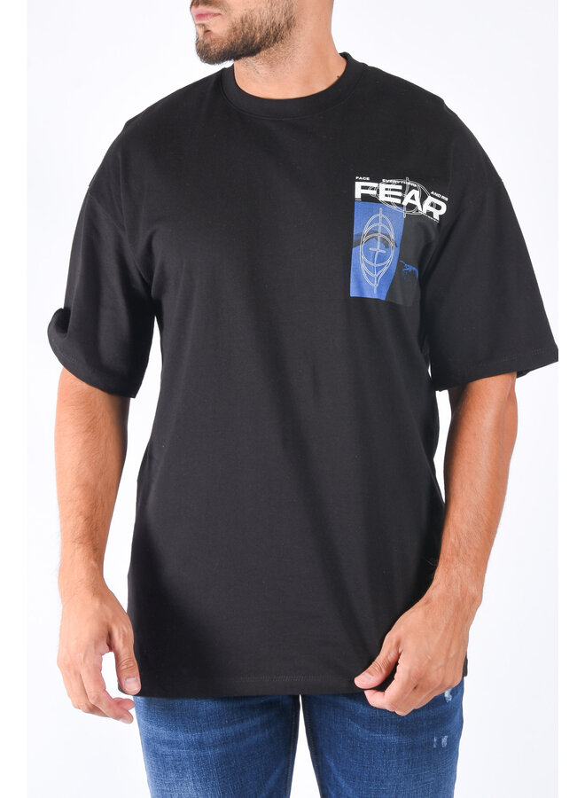 Oversize Loose Fit T-shirt “Fear” Black