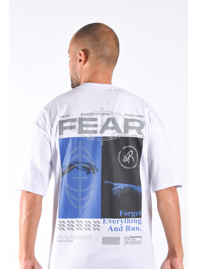 Oversize Loose Fit T-shirt “Fear” White