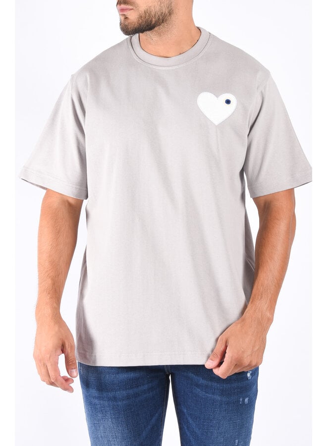Premium Oversize Loose Fit T-shirt "Heart" Grey/White