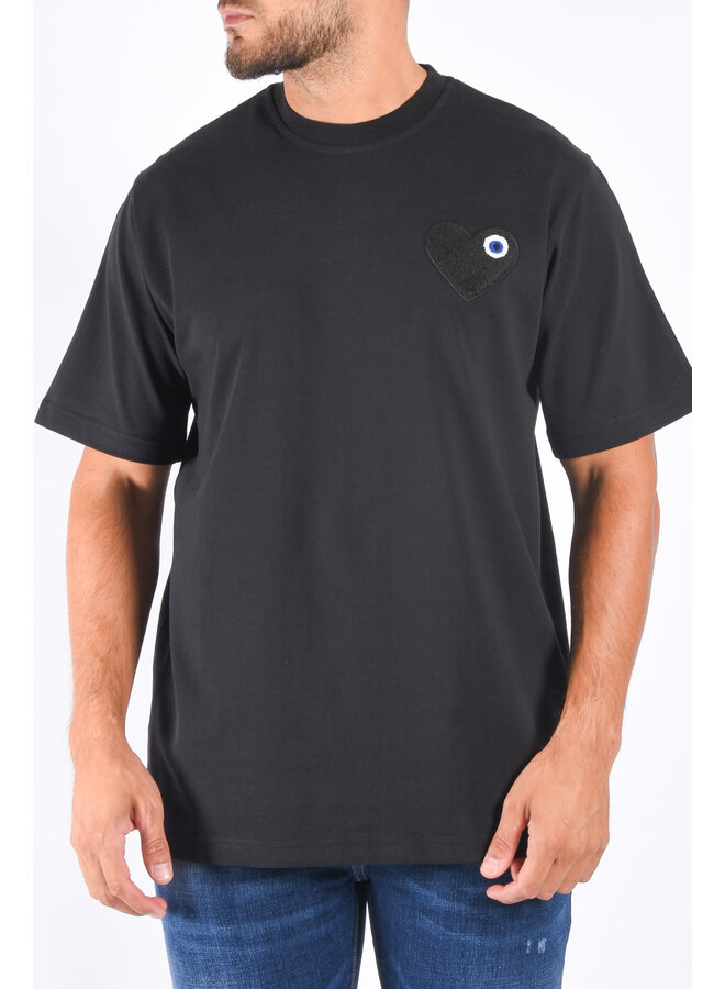 Premium Oversize Loose Fit T-shirt "Heart" Black/Black