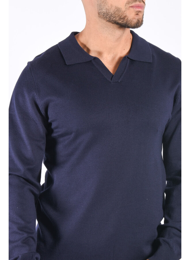 Long sleeve polo “bruno” Dark Blue