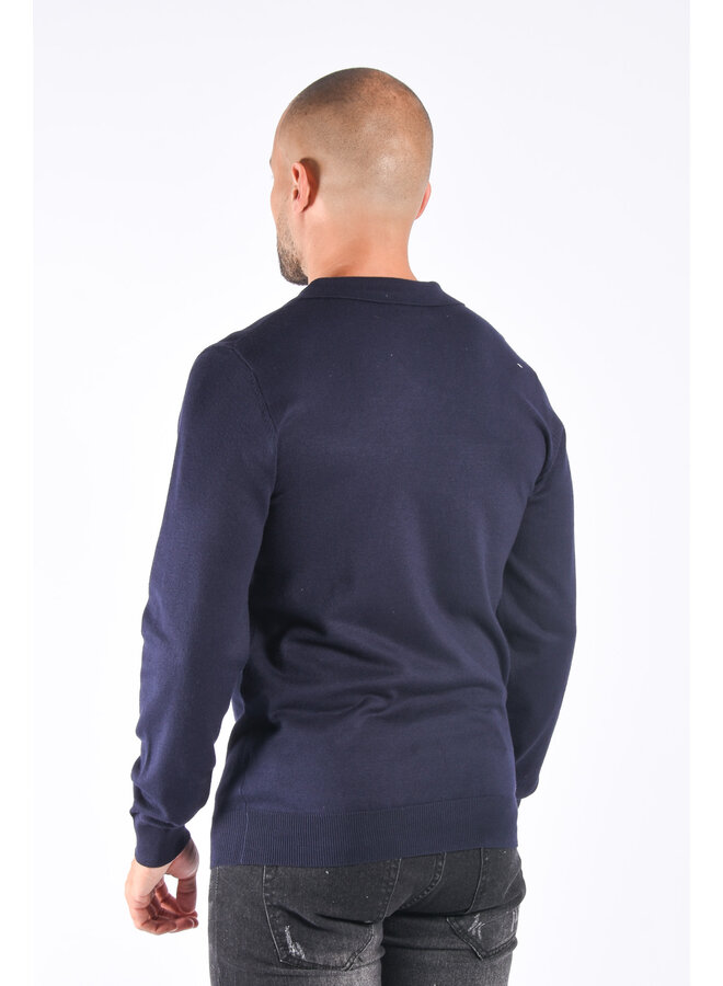 Long sleeve polo “bruno” Dark Blue