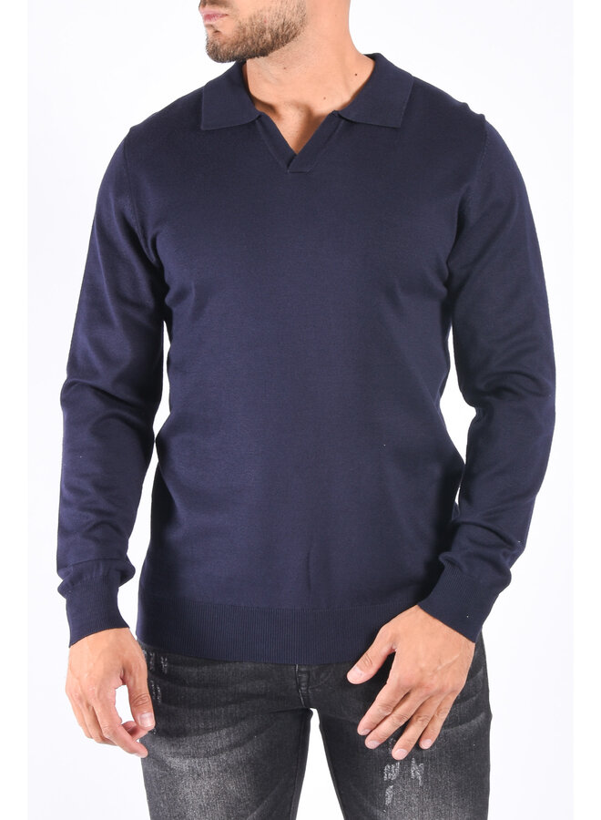 Long sleeve polo “bruno” Dark Blue