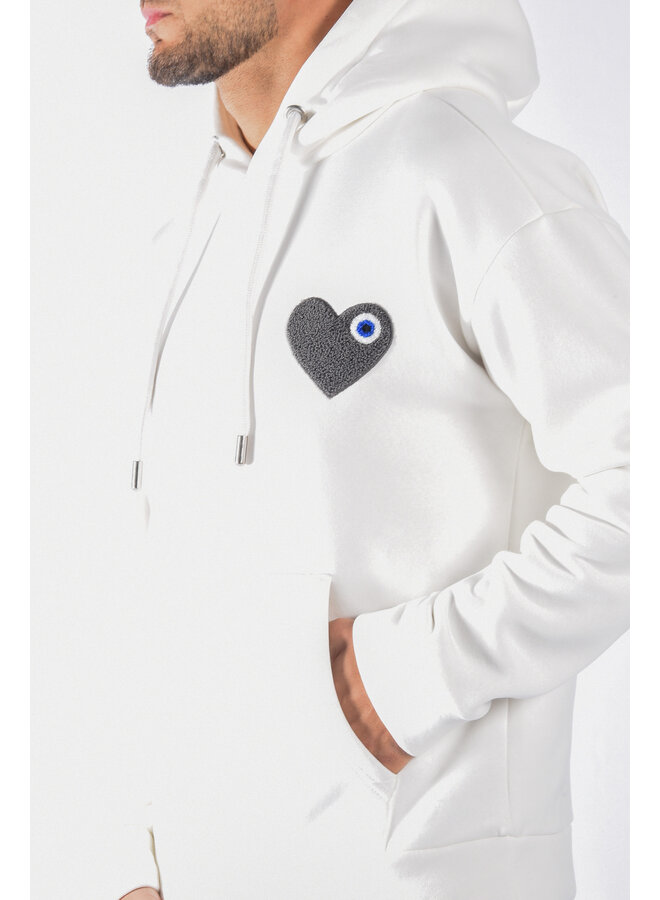 Premium hoodie “heart” White / anthracite