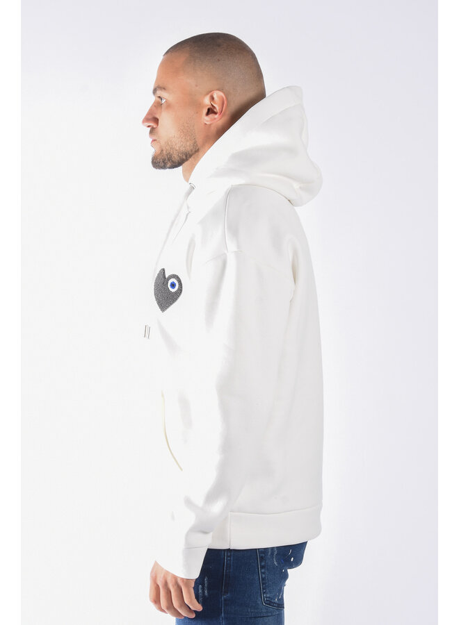 Premium hoodie “heart” White / anthracite