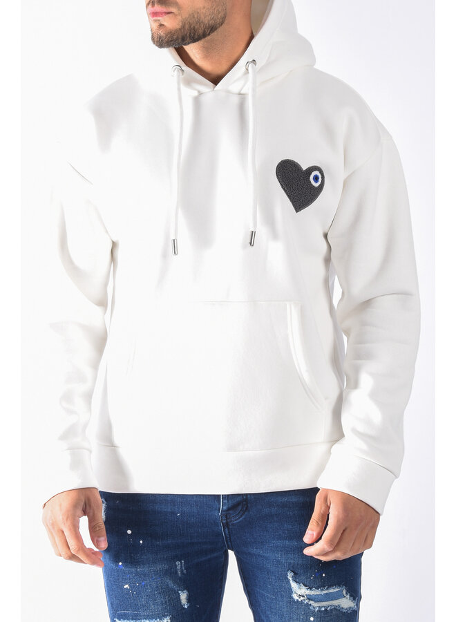 Premium hoodie “heart” White / anthracite