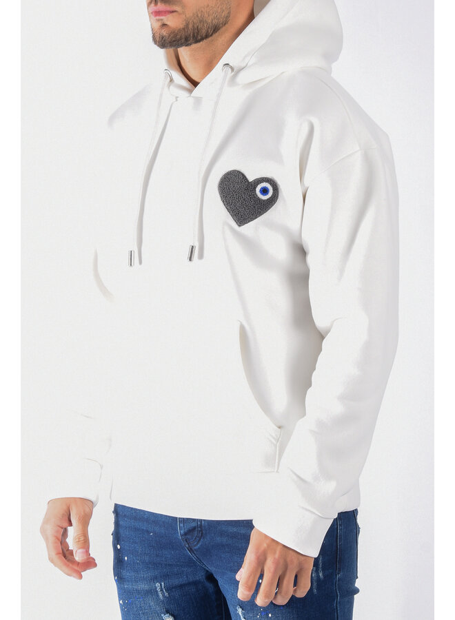 Premium hoodie “heart” White / anthracite