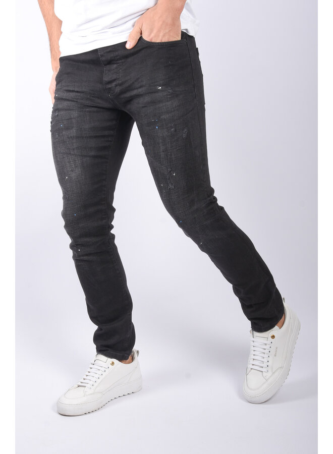 Skinny Fit Stretch Jeans “Ronin” Black Washed/Distressed