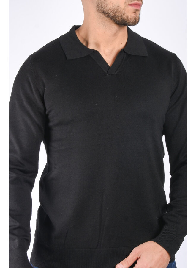 Long Sleeve Polo “Savelli” Black