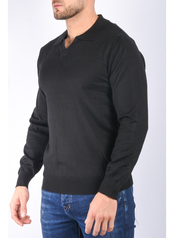 Long Sleeve Polo “Savelli” Black