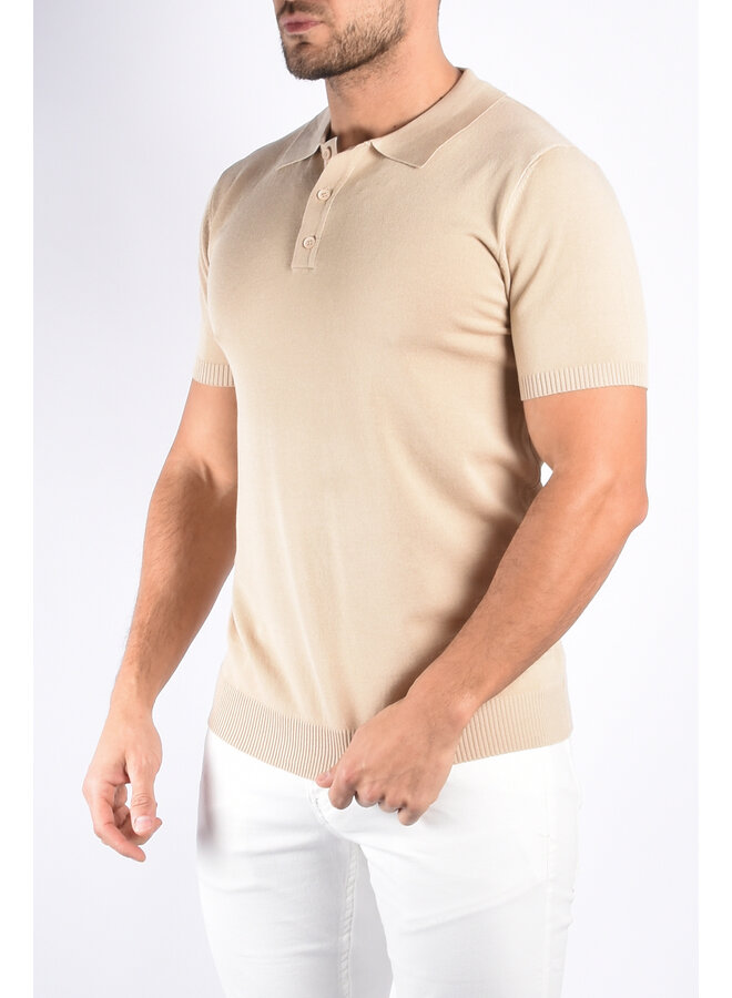 Premium Stretch Cotton-Blend Polo "Santos" Beige