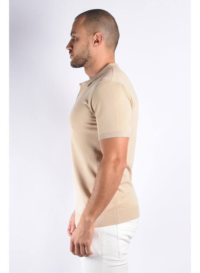 Premium Stretch Cotton-Blend Polo "Santos" Beige