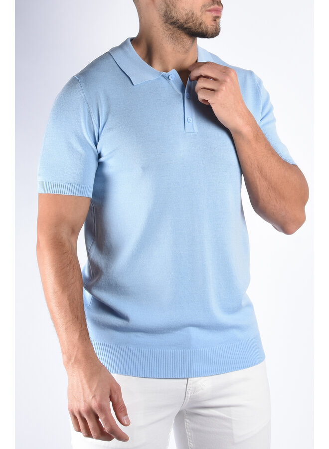 Premium Stretch Cotton-Blend Polo "Santos" Light Blue