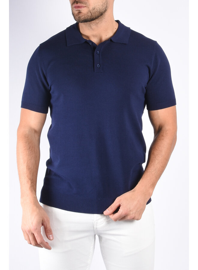 Premium Stretch Cotton-Blend Polo "Santos" Navy Blue