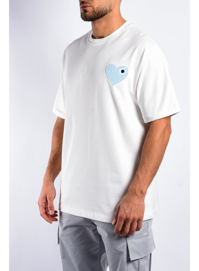 Premium Oversize Loose Fit T-shirt “Heart” White / Blue