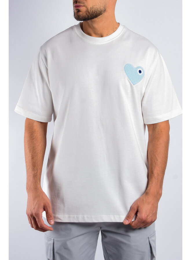 Premium Oversize Loose Fit T-shirt “Heart” White / Blue
