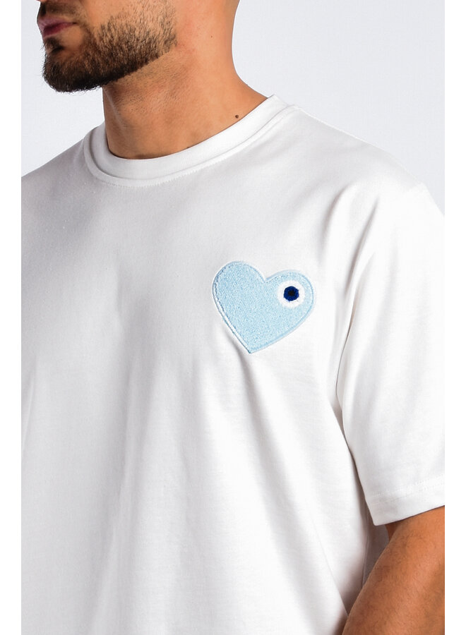 Premium Oversize Loose Fit T-shirt “Heart” White / Blue