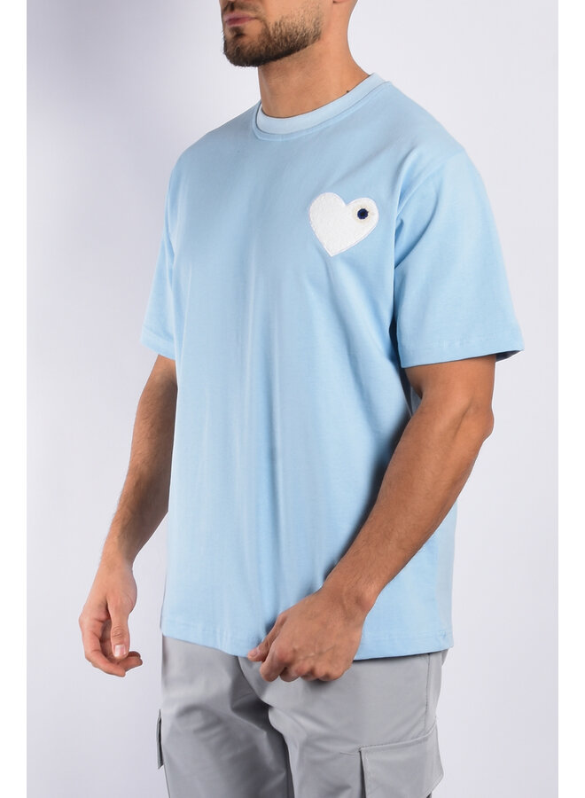 Premium Oversize Loose Fit T-shirt “Heart” Blue / White
