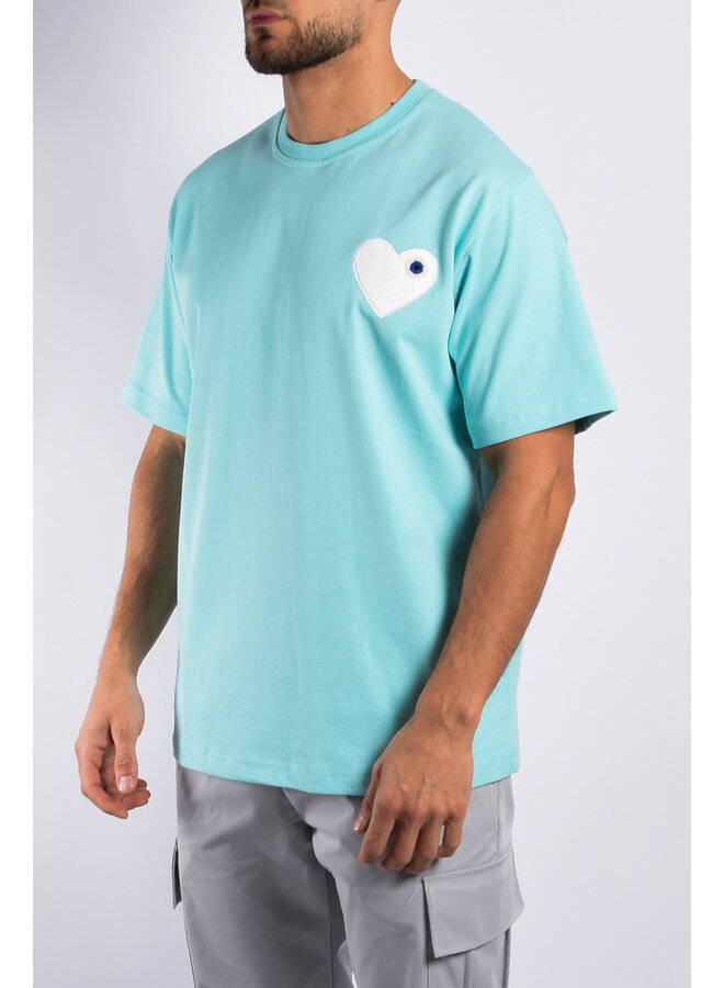 Premium Oversize Loose Fit T-shirt “Heart” Turquoise