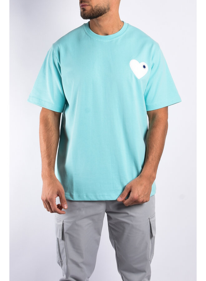 Premium Oversize Loose Fit T-shirt “Heart” Turquoise