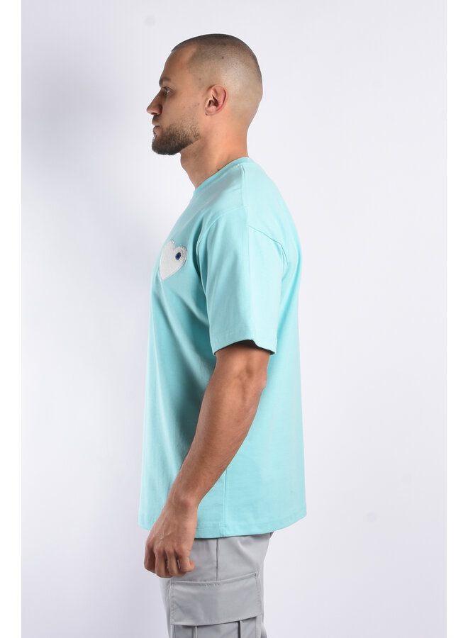 Premium Oversize Loose Fit T-shirt “Heart” Turquoise
