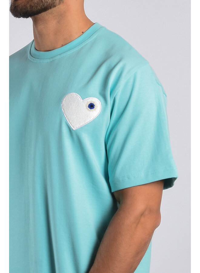 Premium Oversize Loose Fit T-shirt “Heart” Turquoise