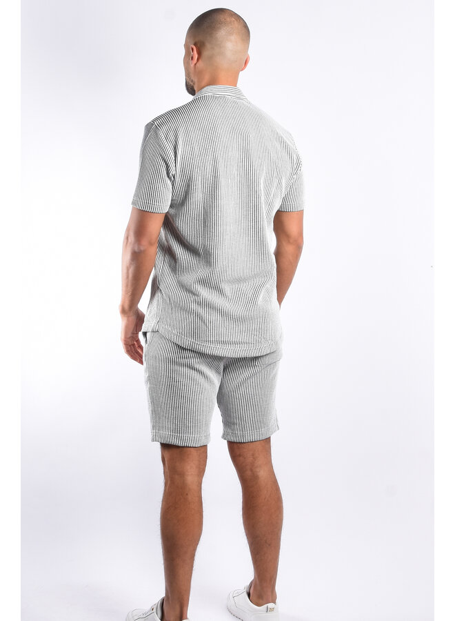 Striped Short Sleeve Blouse + Shorts Set "Sinaloa" Black/White