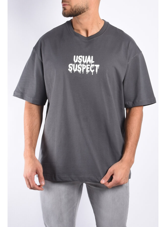 Loose Fit T-shirt "Usual Suspect" Grey