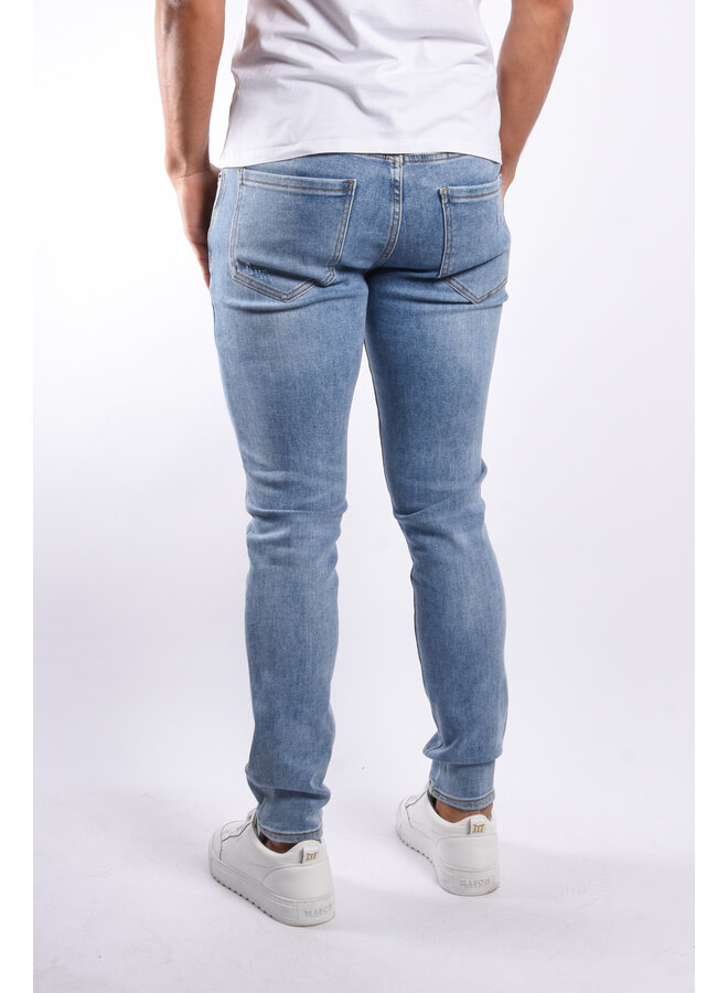 Slim Fit Stretch Jeans “Dean” Light Blue Washed / Slightly Distressed