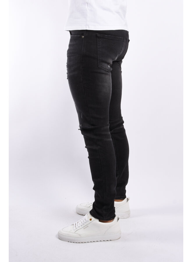 Slim Fit Stretch Jeans “Dean” Black Washed / Slightly Distressed