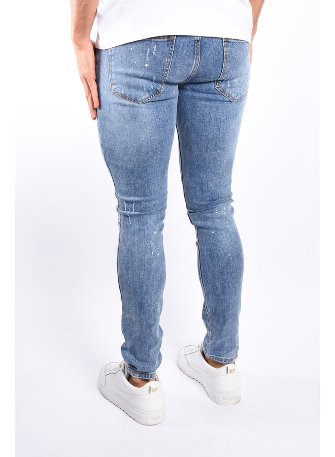 Slim Fit Stretch Jeans “soka” Light Blue with splashes