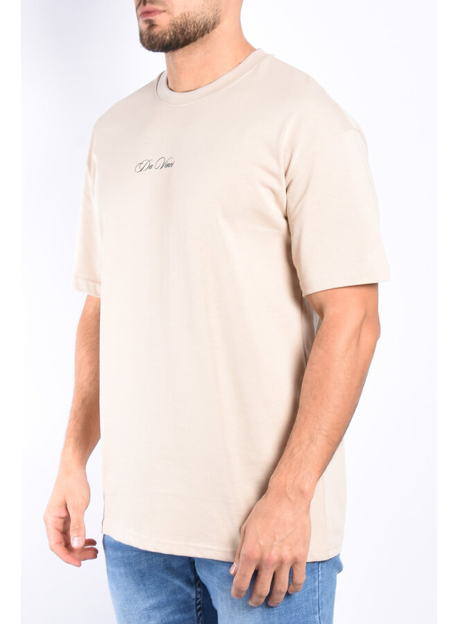 Premium Oversize Loose Fit T-shirt “Da Vinci” Beige