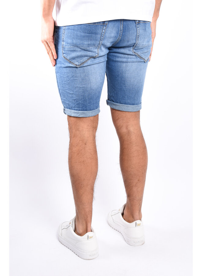 Stretch Jeans Shorts “Jerome”  Light Blue Basic Distressed