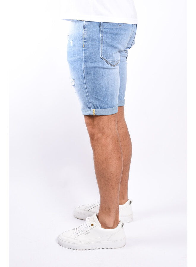 Stretch Jeans Shorts “Kobe” Light Blue Washed