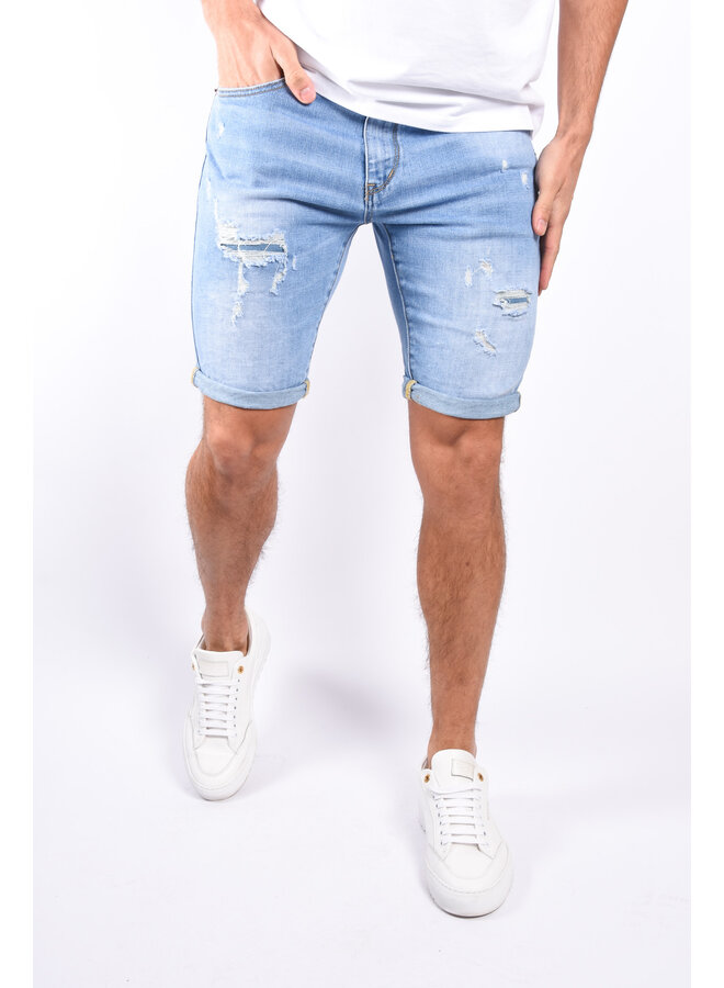 Stretch Jeans Shorts “Kobe” Light Blue Washed