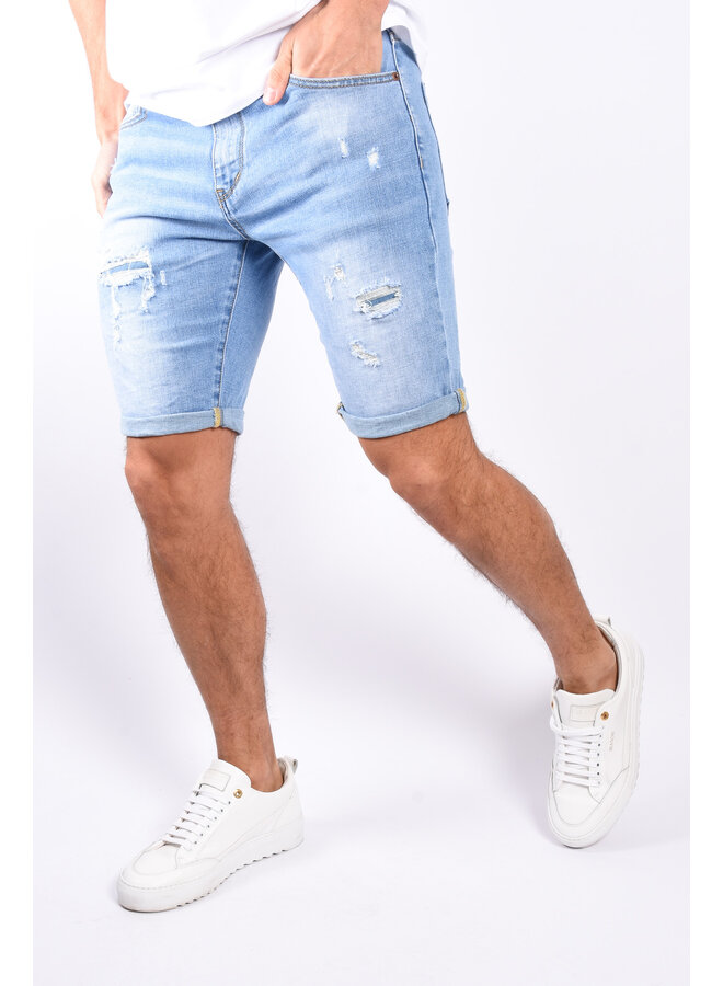 Stretch Jeans Shorts “Kobe” Light Blue Washed