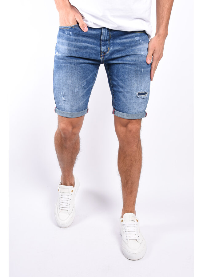 Stretch Jeans Shorts “Falco” Blue Basic Distressed