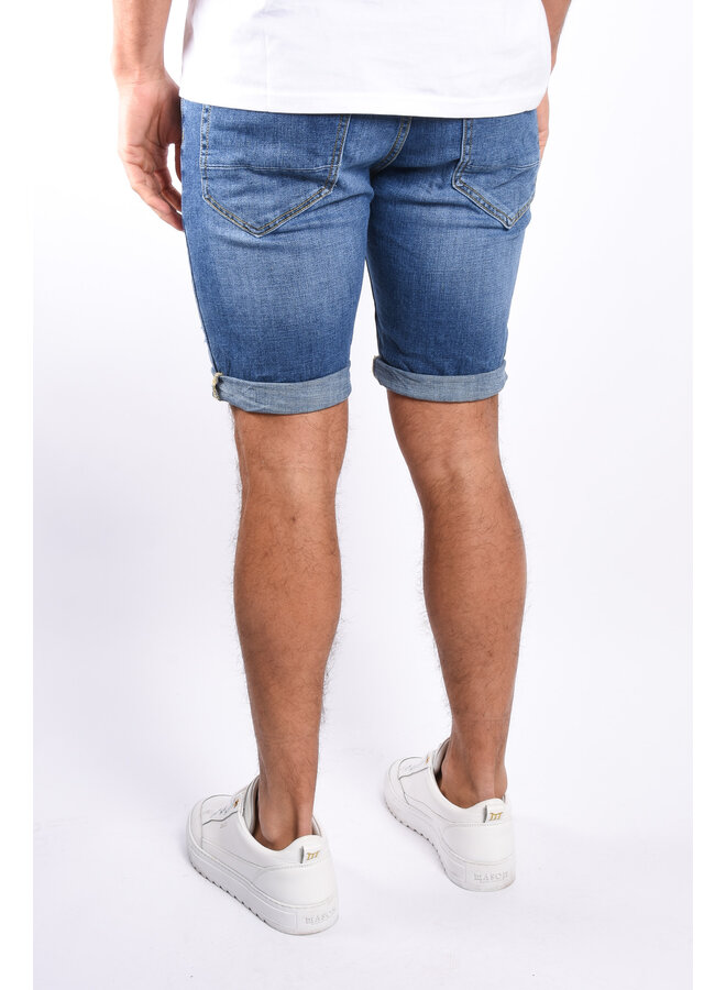 Stretch Jeans Shorts “Archie” Blue Basic Washed / Distressed