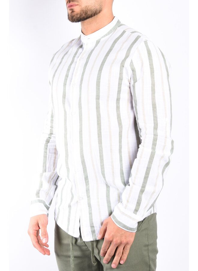 Linnen Striped Blouse “Lazio” Green