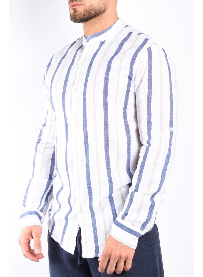 Linnen Striped Blouse “Lazio” Blue