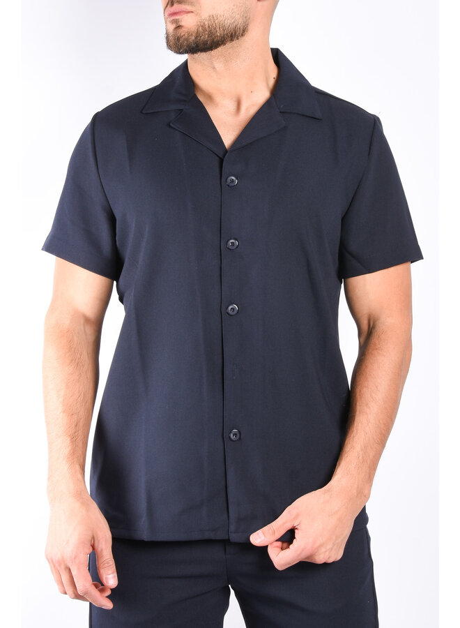 Premium Short Sleeve Blouse “Calabria” Navy Blue