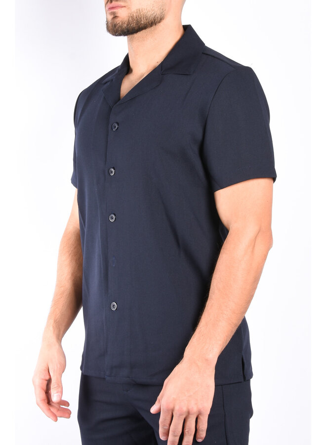 Premium Short Sleeve Blouse “Calabria” Navy Blue