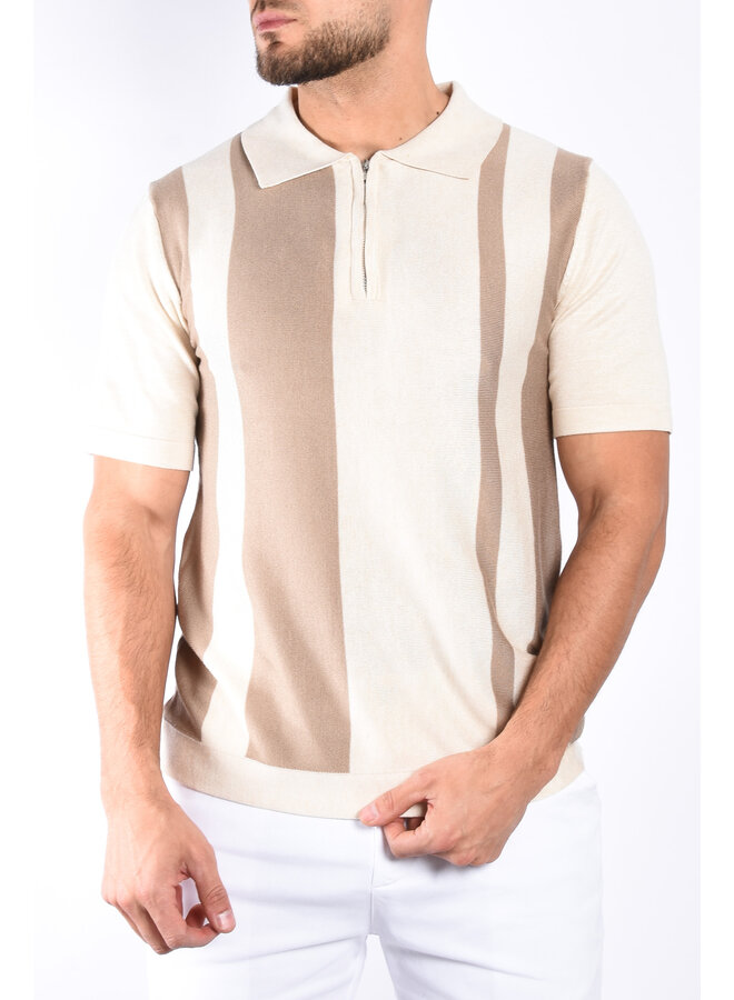 Premium Knitted Zipper Polo “Tripoli” Beige