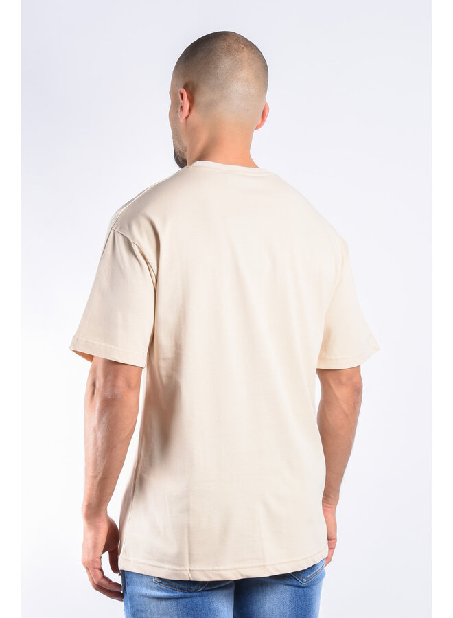 Premium Oversize Loose Fit T-shirt “Heart” Beige  / White