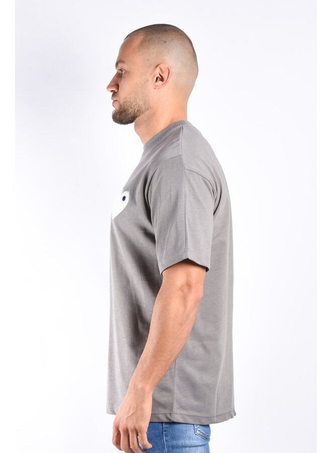 Premium Oversize Loose Fit T-shirt “Heart” Grey / White