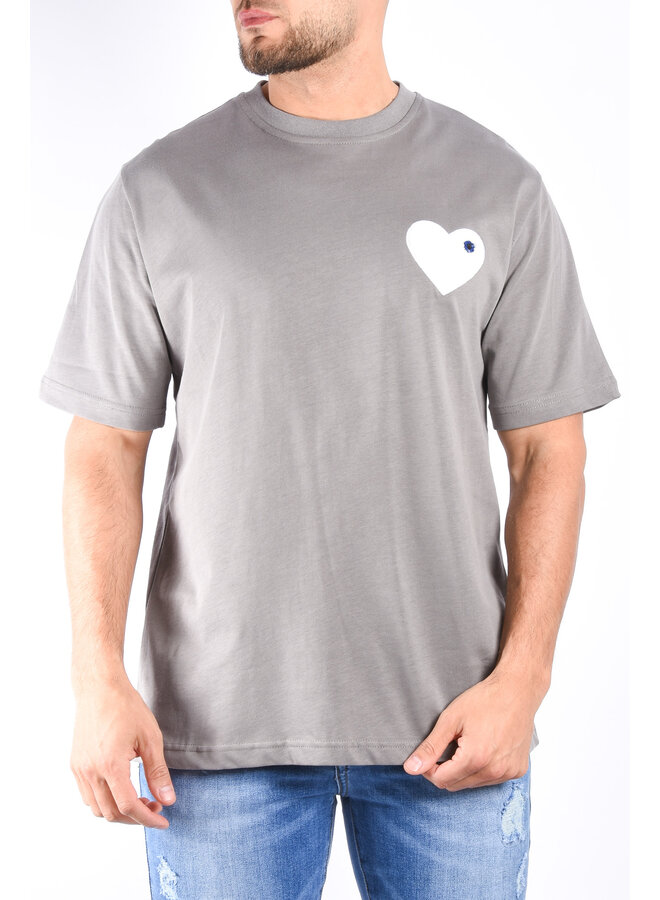 Premium Oversize Loose Fit T-shirt “Heart” Grey / White