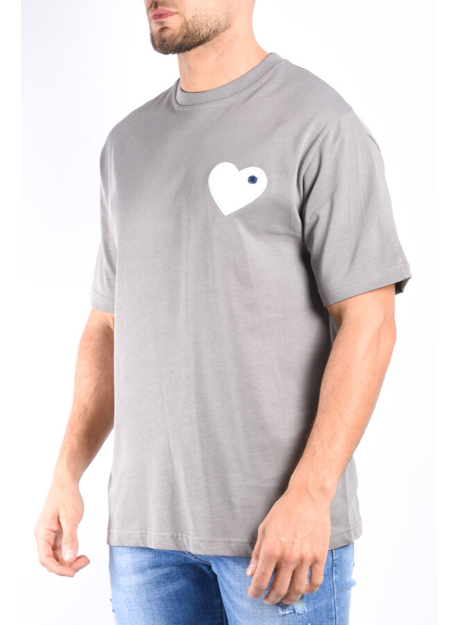 Premium Oversize Loose Fit T-shirt “Heart” Grey / White