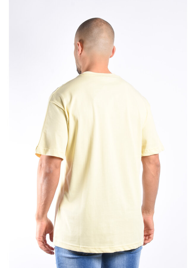Premium Oversize Loose Fit T-shirt “Heart” Pastel Yellow / White